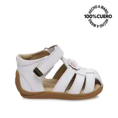 RABBIT - Sandalia Franciscana Casual JEFER-2604 Blanco Cuero