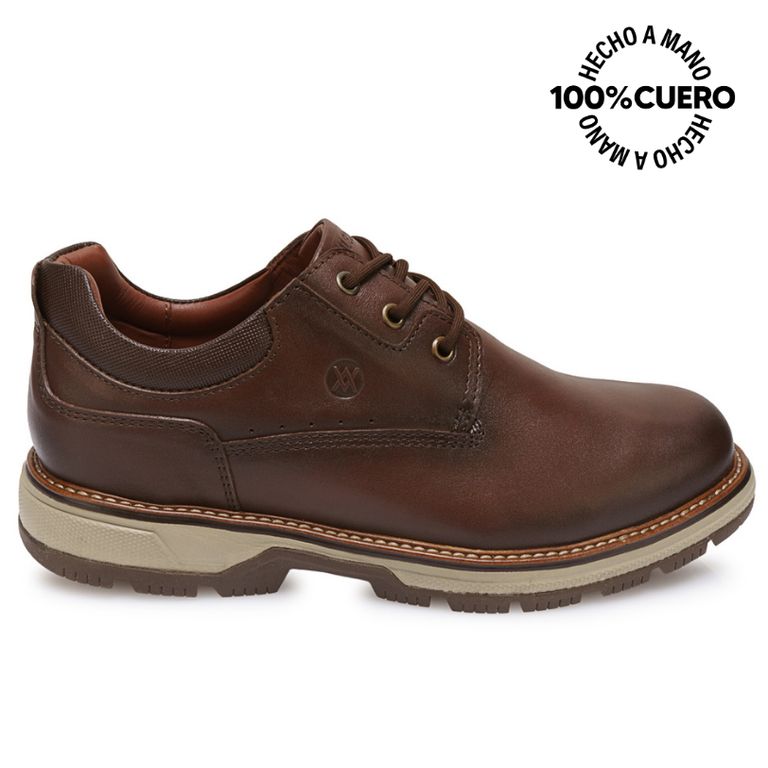 Zapato Derby Casual JOSE-2611 MARRON Homme Cuero