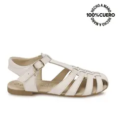 RABBIT - Sandalia Dorsay Casual MIA-2610 Blanco Cuero