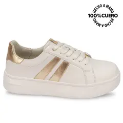 VIALE - Zapatilla Casual REC-2514 BlancoDorado Cuero
