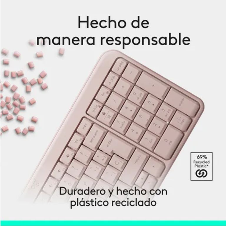 Teclado K250 Con Pad Numérico Rosado Español BT