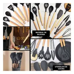 RYBIU IMPORT - Set 12 pzs de Utensilios de Cocina de Color Negro