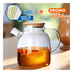 RYBIU IMPORT - Pack2 Jarra de Vidrio para Te o Cafe 18L Y+Papel de Regalo