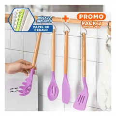 RYBIU IMPORT - Pack2 Set 12 de Utensilios Basicos Morado Y+Papel de Regalo