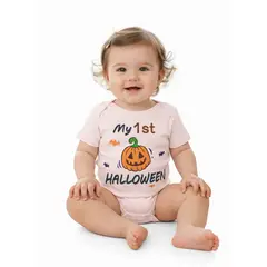 GENERICO - Body Bebe Halloween Calabaza Rosado