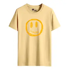 YANSUS - Polo Hombre Negro Estampado Cara Feliz