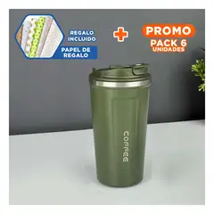 RYBIU IMPORT - Pack6 Termo Elegante de Acero Verde Petrol Y+Papel de Regalo