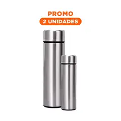 RYBIU IMPORT - Pack2 Termo Digital para Bebidas Calientes Plateado