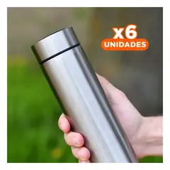 RYBIU IMPORT - Pack6 Botella con Tapa Hermetica Plateado Y+Regalo Stickers