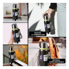 RYBIU IMPORT - Termo de Acero Inoxidable 800ml de Color Negro para Oficina