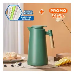 RYBIU IMPORT - Pack2 Jarra Hermetica de 1L en Verde Agua Y+Papel de Regalo