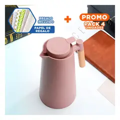RYBIU IMPORT - Pack4 Recipiente Termo con Asa Marron Clar Y+Papel de Regalo