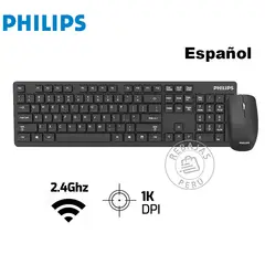 PHILIPS - Combo Teclado y Mouse SPT6602 Wireless Inalámbrico 2.4 GHz