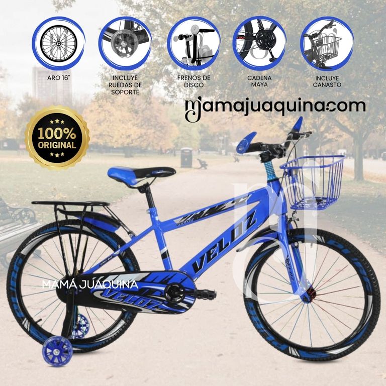 Bicicleta Para Niño Aro 16 «SPORT VZ» con Canasta Blue