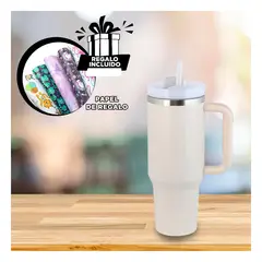 RYBIU IMPORT - Vaso Termico para Bebidas en Blanco Y+Papel de Regalo