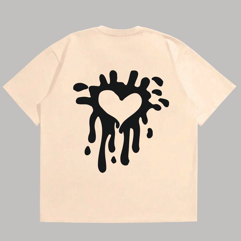 Polo Oversize Hombre Corazon Pintado