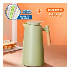 RYBIU IMPORT - Pack4 Recipiente Termo con Asa Verde Claro Y+Papel de Regalo