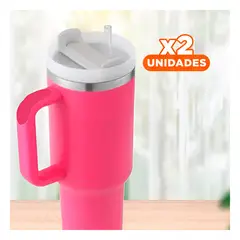 RYBIU IMPORT - Pack2 Termo con Forma de Vaso en Fucsia Y+Regalo Stickers