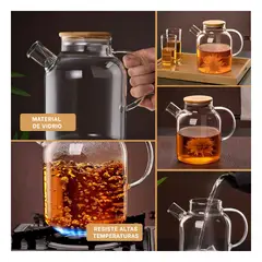 RYBIU IMPORT - Jarra de Vidrio con Tapa de Bambu para Bebidas de 15L