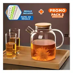 RYBIU IMPORT - Pack2 Jarra de Vidrio para Te o Cafe 15L Y+Papel de Regalo