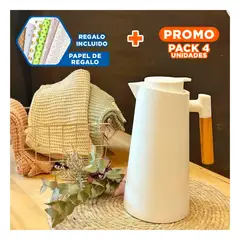 RYBIU IMPORT - Pack4 Recipiente Termico con Asa Blanco Y+Papel de Regalo
