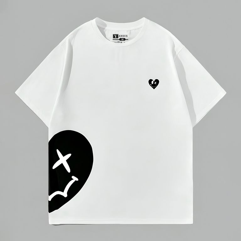 Polo Blanco Hombre Oversize Estampado Corazon