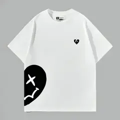 YANSUS - Polo Blanco Hombre Oversize Estampado Corazon