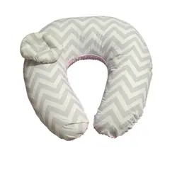 GENERICO - Cojin de lactancia zigzag Plomo Rosa