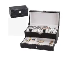 GENERICO - Caja Organizadora de Almacenamiento para Relojes Joyas 2 Niveles
