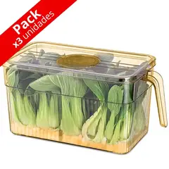 MINARI - Pack x2 Contenedor Organizador de Frutas y Verduras con Tapa AM T14