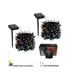 GENERICO - Pack x2 Luces LED Multicolor 20mts con Panel Solar Decoración y Negocios - 40 Mts de Magia Ecológica
