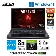 ACER - LAPTOP NITRO V15 I5 13420H 8GB 512GB SSD RTX3050 6GB 144HZ IPS FHD