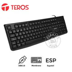 TEROS - Teclado TE-4067S USB 2.0 Español 105 teclas con luces LED