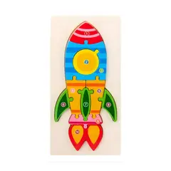 GENERICO - Set de Rompecabezas Encajables de Madera Cohete Numerico