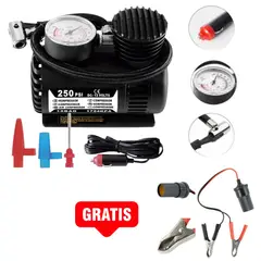GENERICO - Mini Compresor 250 Psi Inflador Auto Moto Bici Inflable GRATIS Conector 12V