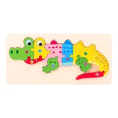 GENERICO - Set de Rompecabezas Encajables de Madera Cocodrilo Numerico