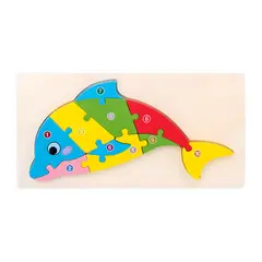 GENERICO - Set de Rompecabezas Encajables de Madera Delfin Numerico