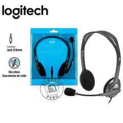 LOGITECH - Audífonos H111 Silver con Micrófono, Cable 3.5 mm, Stereo