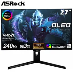 ASROCK - Monitor OLED PG027QFS 27 QHD 2K 240HZ 03ms DisplayHDR 400 FreeSync Premium Pro
