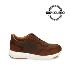 VIALE - Zapatilla Casual RICARDO-2607 Castaño Homme Cuero