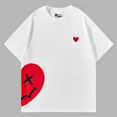 YANSUS - Polo Blanco Hombre Oversize Estampado Corazon