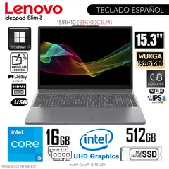 LENOVO - Laptop IdeaPad Slim 3 Intel Core i5-13420H 16GB RAM 512GB SSD 15.3" WUXGA IPS - 83K100C3LM