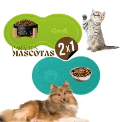 SM - 2 TAPETES PARA MASCOTAS COLOR VERDE LIMON - TURQUEZA 45X26CM