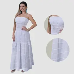 FORBER - Vestido Blanco Largo Mujer
