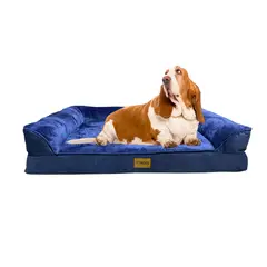 PET MOOD - Cama Para Mascotas Ortopédica Con Funda Extraíble Talla L Color Azul
