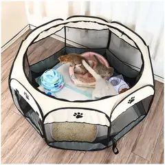 GENERICO - Corral Cama para Gatos Perros Casa para Mascotas Amplio Plegable Portátil - Gris oscuro - M