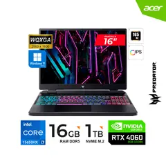 ACER - Laptop Predator Helios Neo 16"-Intel i7 13650HX /8GB-RTX 4060/16GB RAM/Sólido 1TB/Windows 11