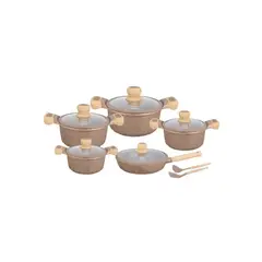 VALESKA - JUEGO DE OLLAS DE ROCA VOLCANICA - 10 PIEZAS