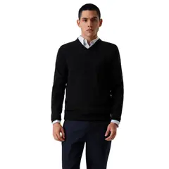 DOCKERS - Chompa Hombre V-Neck Regular Fit Negro