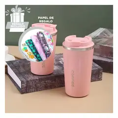 RYBIU IMPORT - Vaso con Pantalla de Temperatura en Rosado Y+Papel de Regalo